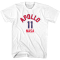 White NASA t-shirt featuring an Apollo 11 design