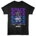 Black NASA t-shirt featuring a Space Shuttle line art design