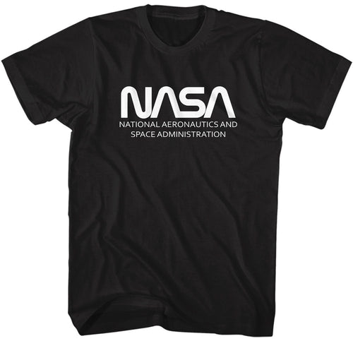 Black NASA t-shirt featuring a NASA worm logo design