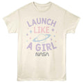 Natural NASA t-shirt featuring a Launch Like a Girl design