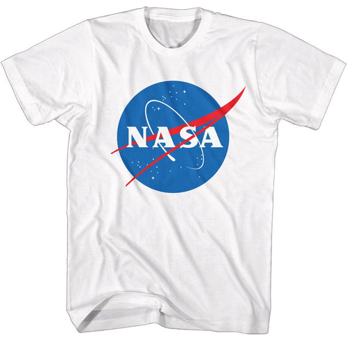 White NASA t-shirt featuring a Meatball logo design