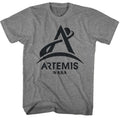 Graphite Heather NASA t-shirt featuring an Artemis one-color design