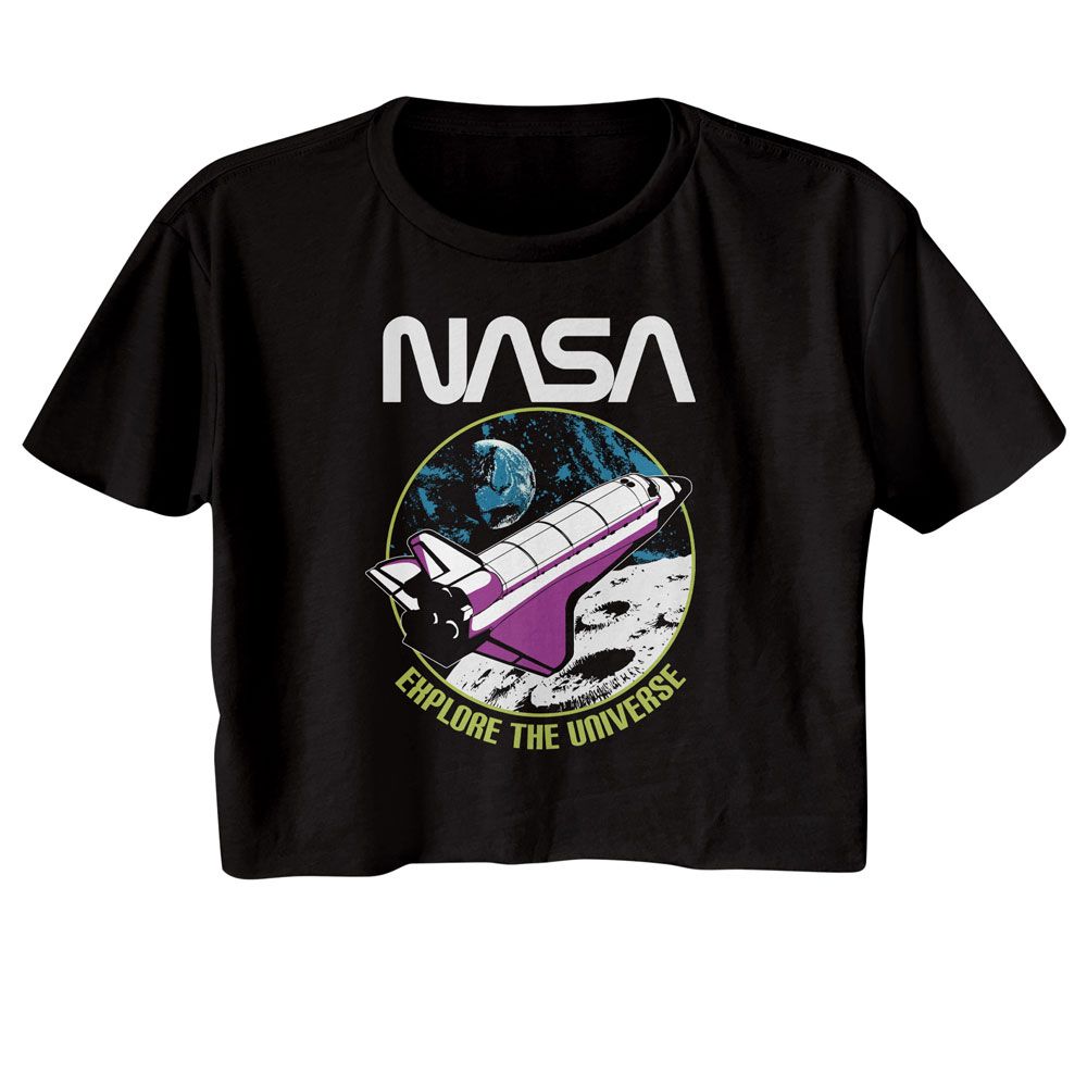 NASA Ladies Crop Top - Explore the Universe - Black