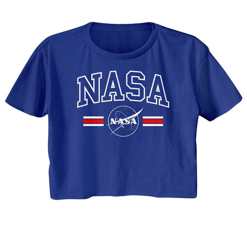 NASA Ladies Crop Top - Stripes - Royal Blue