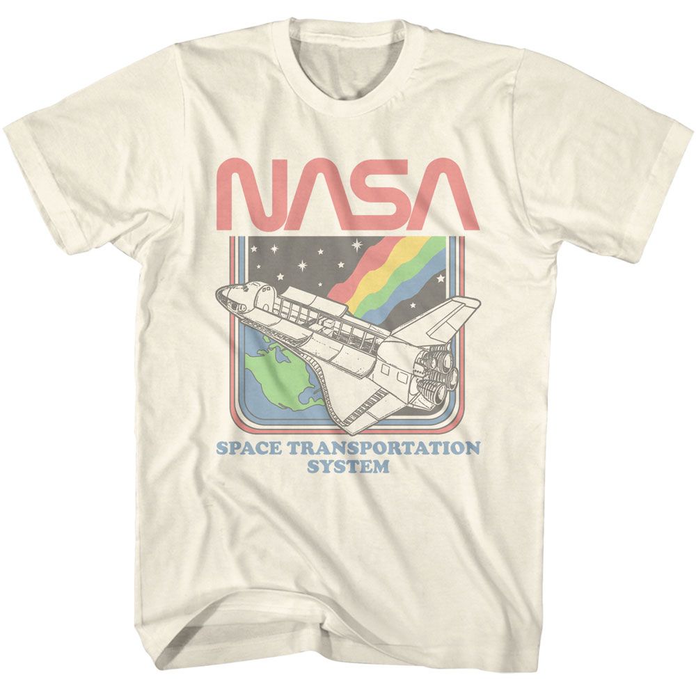Natural NASA t-shirt featuring a Rainbow STS design