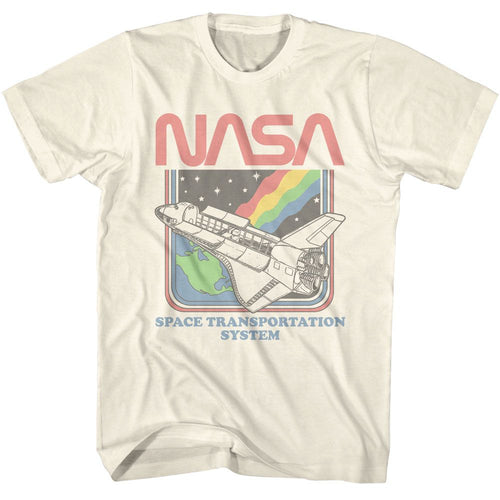 Natural NASA t-shirt featuring a Rainbow STS design