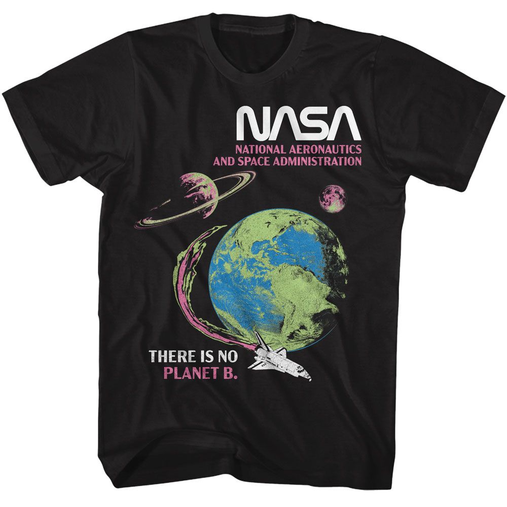Black NASA t-shirt featuring a There Is No Planet B design