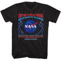 Black NASA t-shirt featuring an Exploration Lightning design