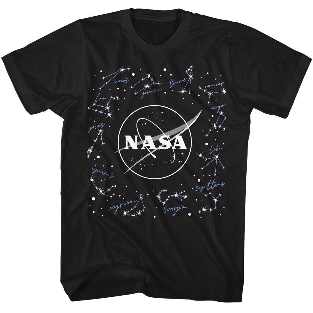 Black NASA t-shirt featuring a NASA Constellations design