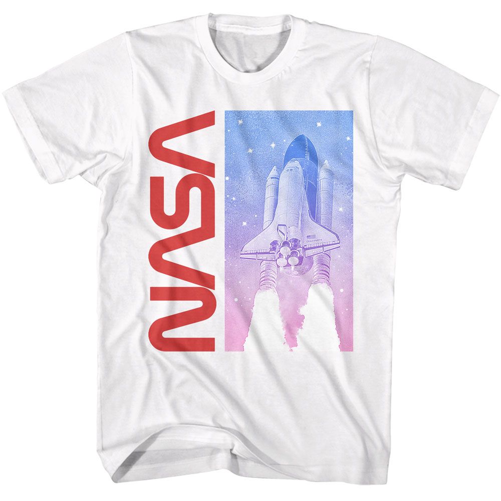 White NASA t-shirt featuring a Shuttle in Flight design