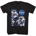 Black NASA t-shirt featuring a three astronauts design