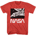 Red Heather NASA t-shirt featuring a Shuttle in Orbit design