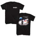 Black NASA t-shirt featuring a Moon Landing Flag design