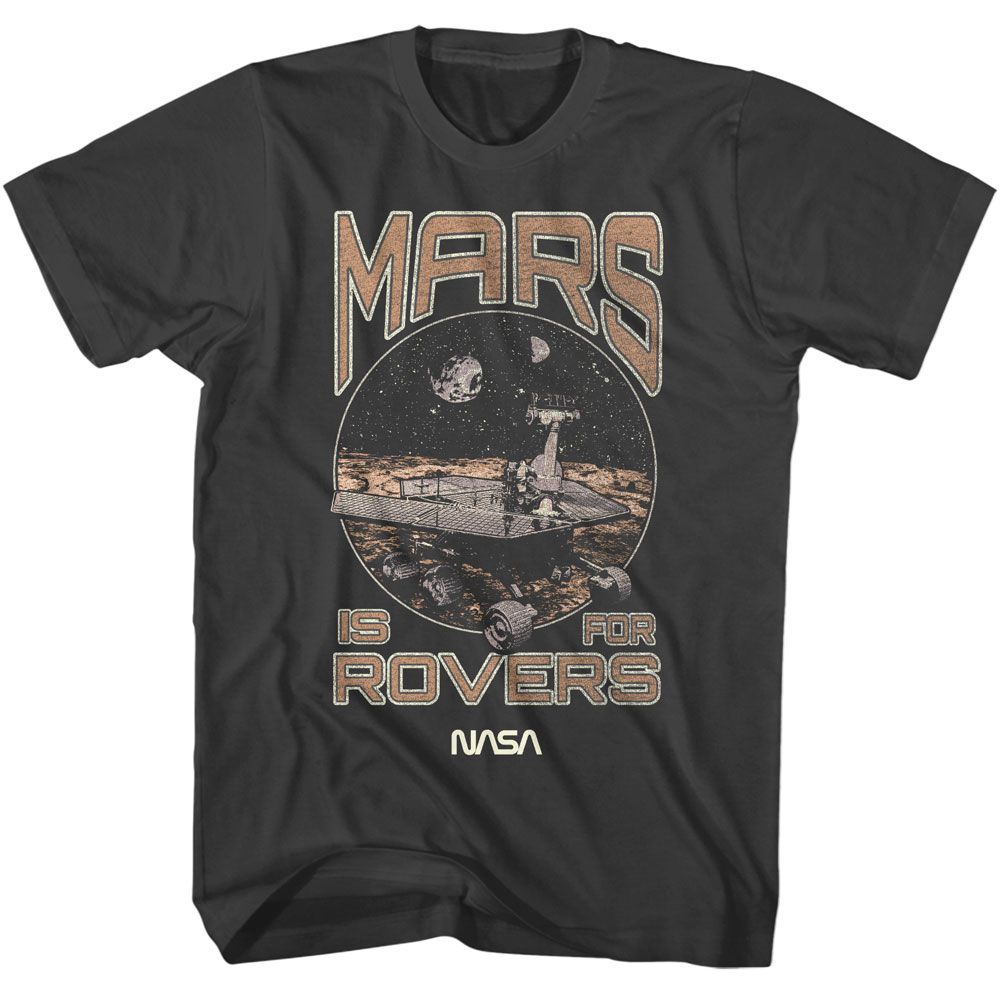 Smoke Gray NASA t-shirt featuring a Mars Is for Rovers design
