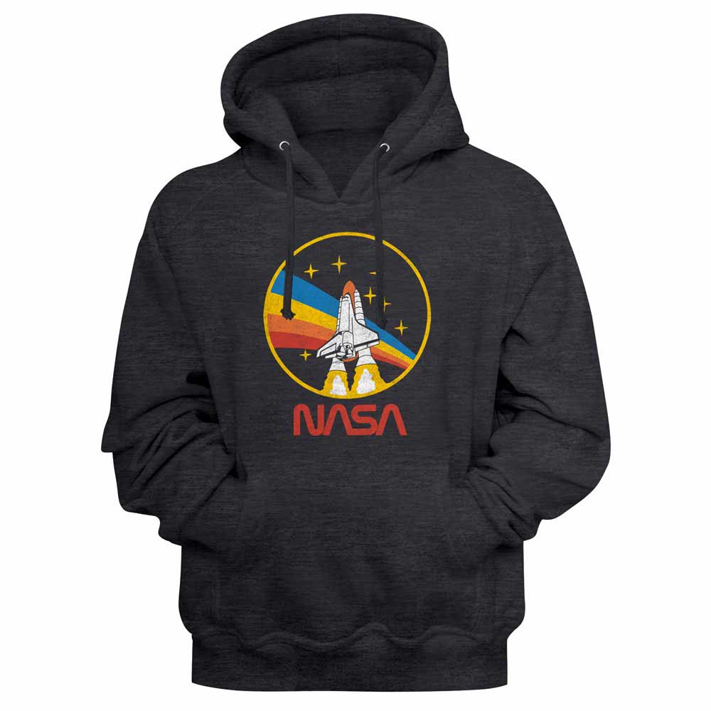 Charcoal heather NASA pullover hoodie featuring a STS-28 Patch design