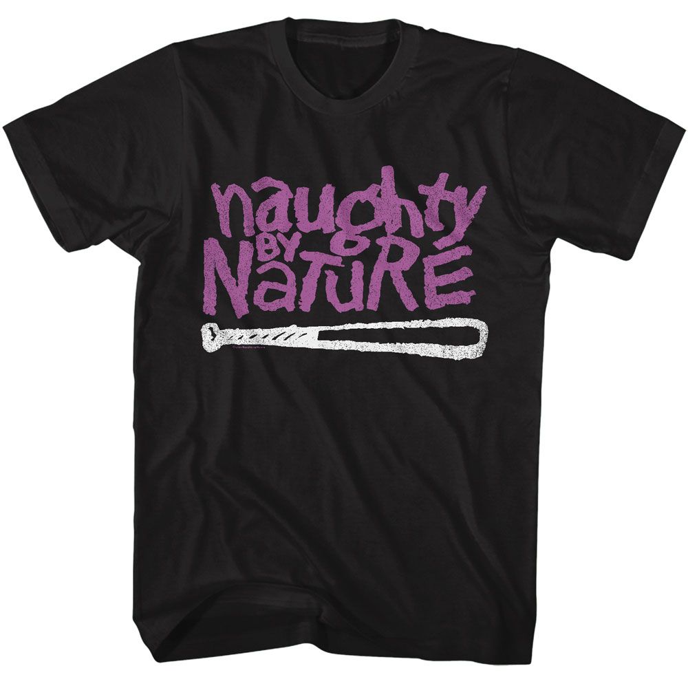 Black Naughty by Nature t-shirt featuring a Naughty by Nature 2-color logo design