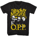 Black Naughty by Nature t-shirt featuring a two-color OPP design