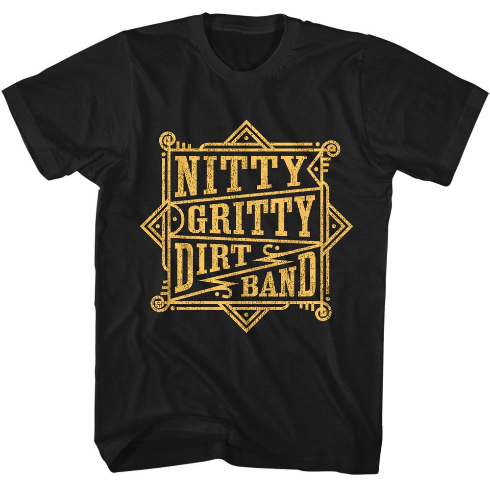 Black Nitty Gritty Dirt Band t-shirt featuring a Nitty Gritty Dirt Band borders design