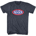 Navy Heather NHRA t-shirt featuring an NHRA logo design