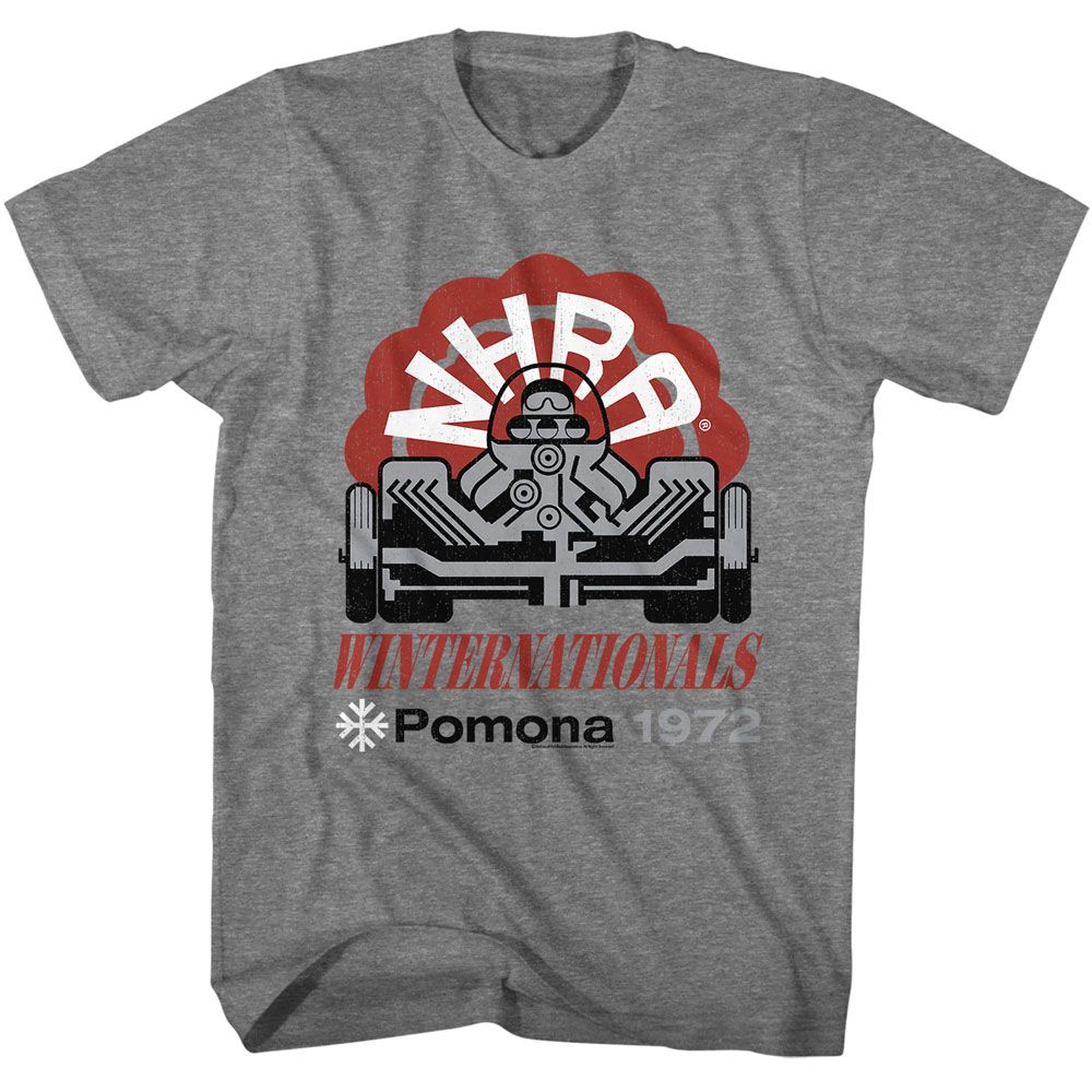 Graphite Heather NHRA t-shirt featuring an NHRA Winternationals design