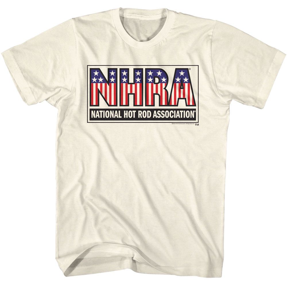 Natural NHRA t-shirt featuring an NHRA flag logo design