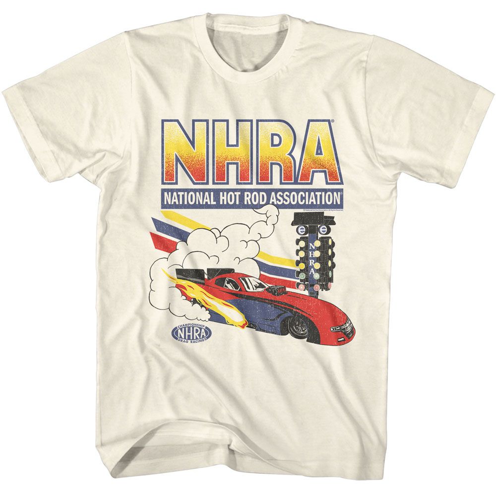 Natural NHRA t-shirt featuring an NHRA car design