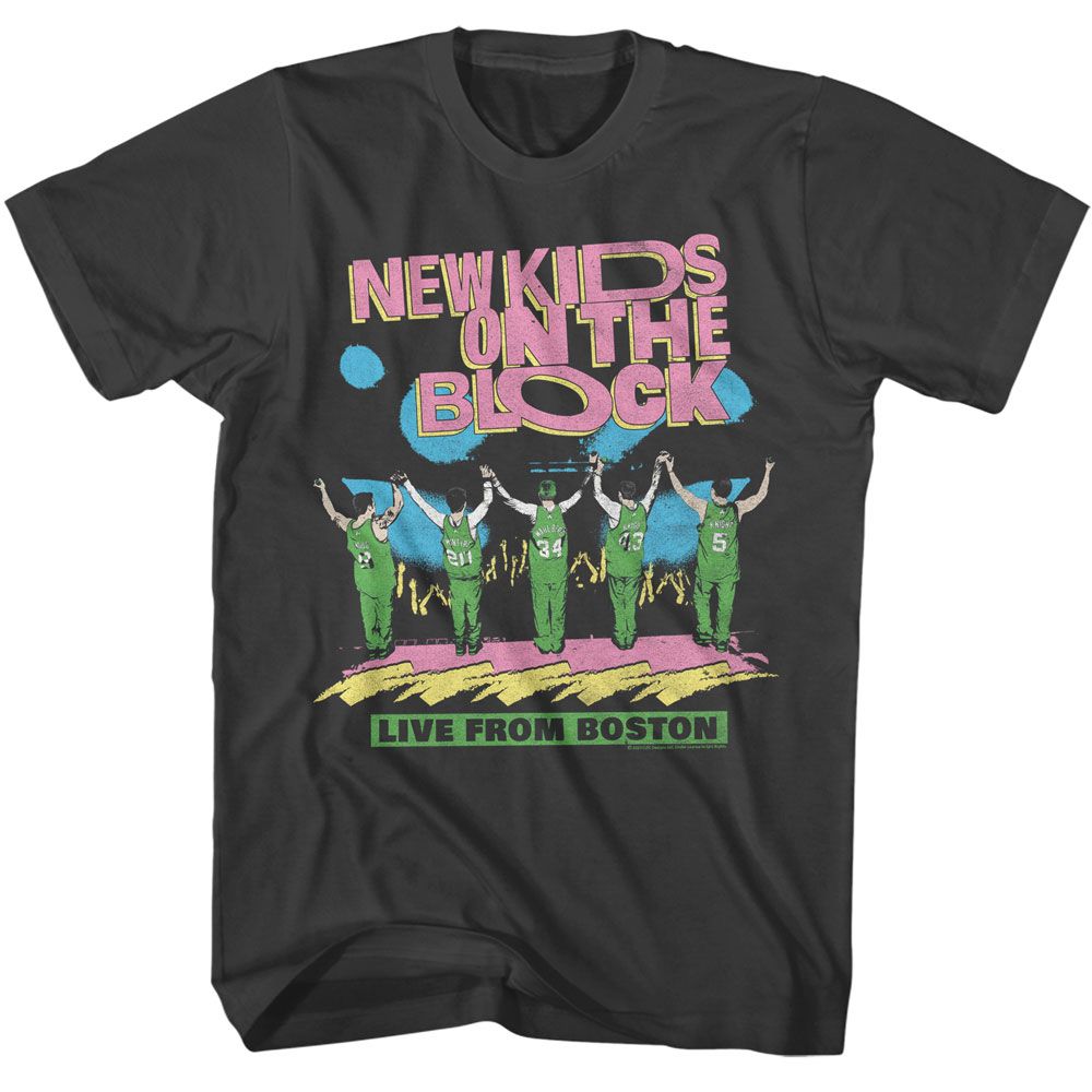 Smoke Gray New Kids on the Block t-shirt featuring an NKOTB Live from Boston design