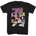 Black New Kids on the Block t-shirt featuring an NKOTB 90s designs collage