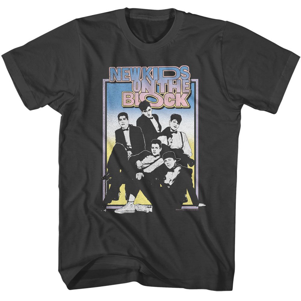 Smoke Gray New Kids on the Block t-shirt featuring an NKOTB gradient suits design