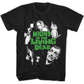 Black Night of the Living Dead t-shirt featuring a Night of the Living Dead collage design