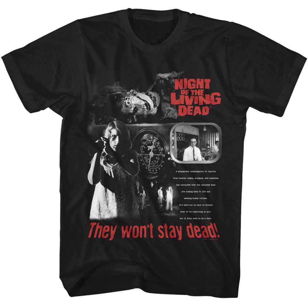 Black Night of the Living Dead t-shirt featuring a Won't Stay Dead design