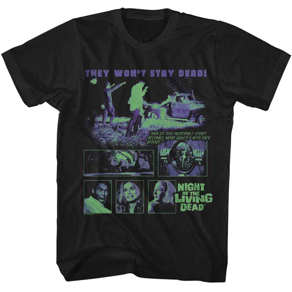 Black Night of the Living Dead t-shirt featuring a Zombies and Truck design