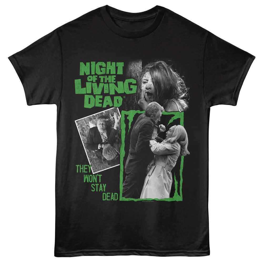 Black Night of the Living Dead t-shirt featuring a Night of the Living Dead attacked design