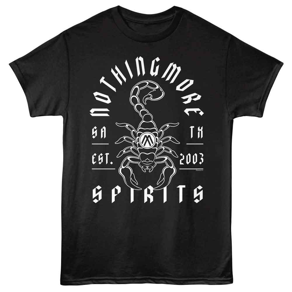 Black Nothing More t-shirt featuring a Nothing More Scorpion design