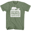 Military Green Heather National Parks t-shirt featuring a National Parks Logo design