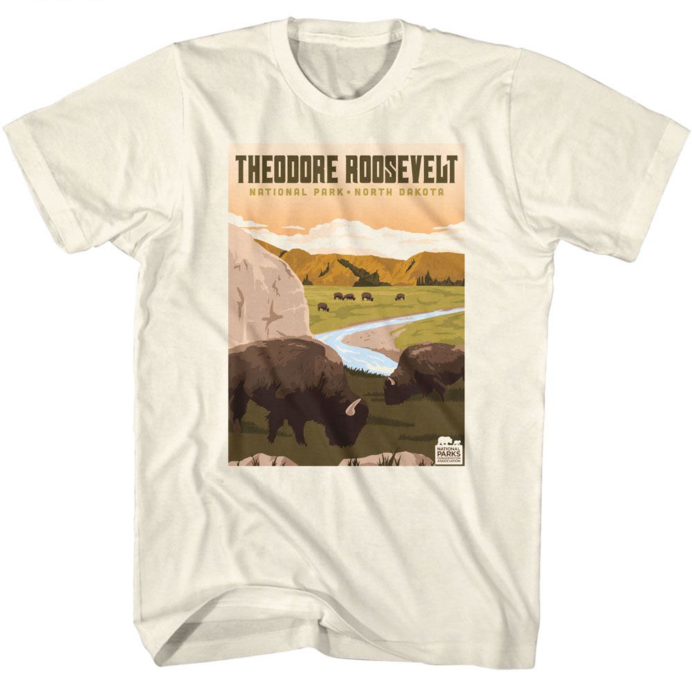 Natural National Parks t-shirt featuring a Theodore Roosevelt Park design