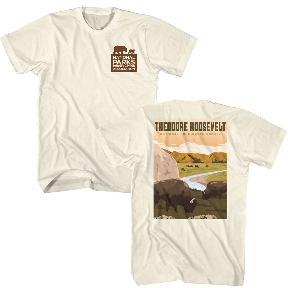 Natural National Parks t-shirt featuring a Theodore Roosevelt Park design