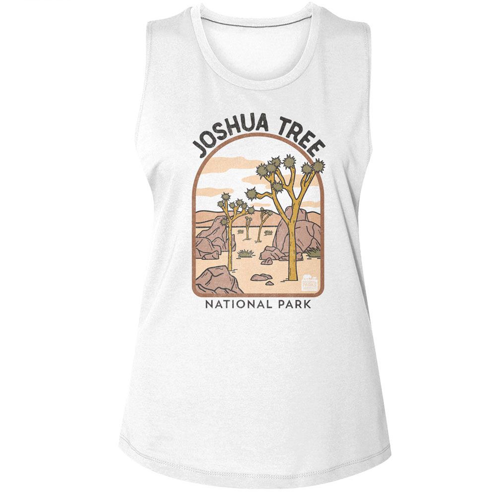 National Parks Ladies Muscle Tank - Joshua Tree Arch Illustration