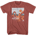 Terracotta National Parks t-shirt featuring a Utah's Arches design