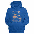 Royal blue National Parks pullover hoodie featuring a Great Smoky Mountains Bear design