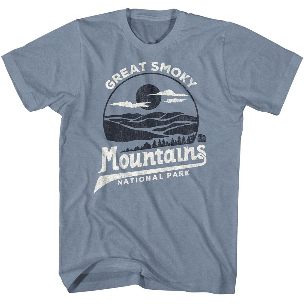 Indigo Heather National Parks t-shirt featuring a Smoky Mtn two-tone design