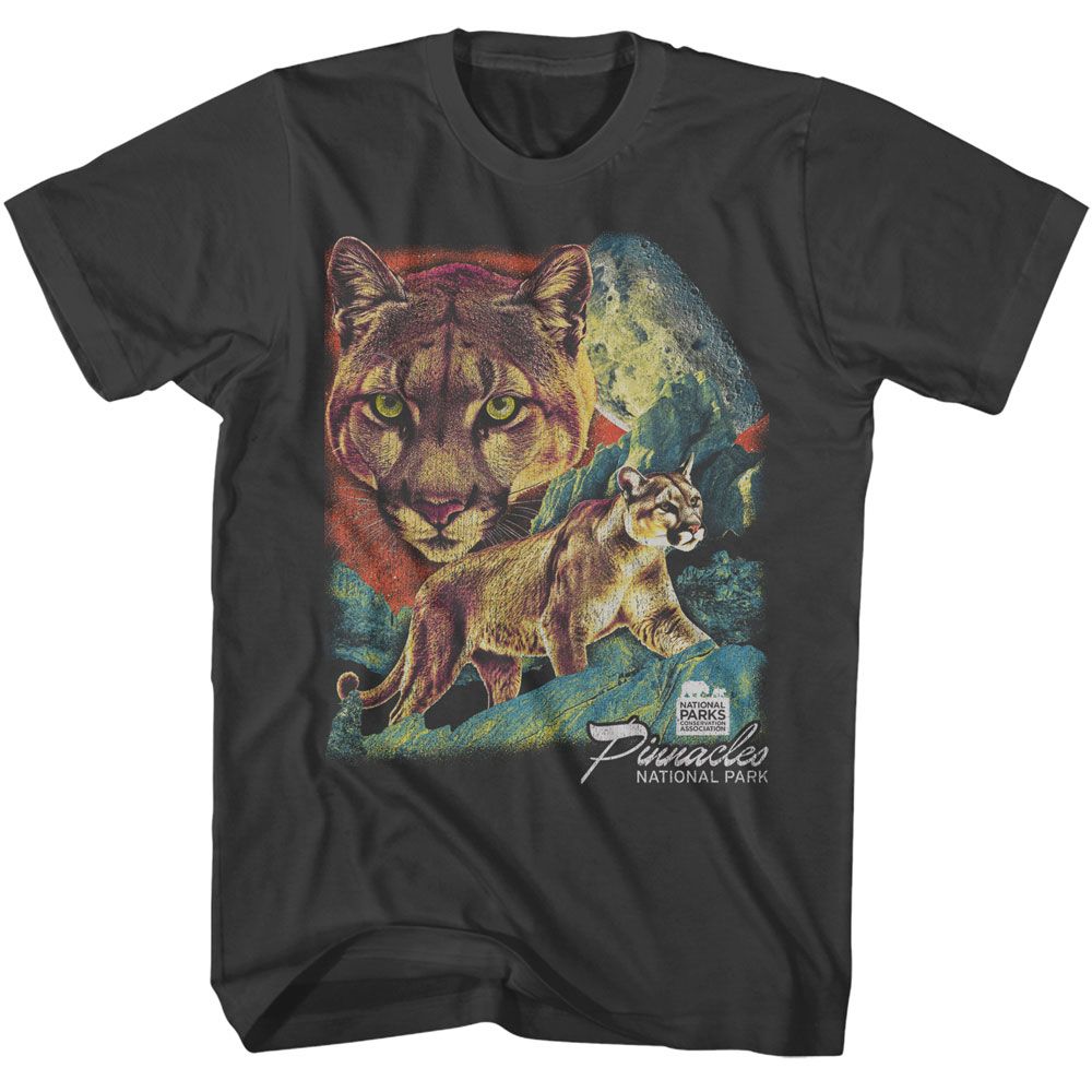 Smoke Gray National Parks t-shirt featuring a Pinnacles NP mountain lion design