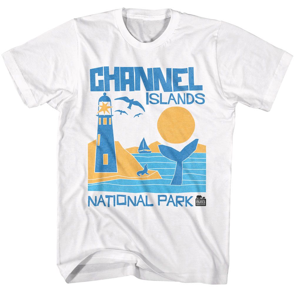 White National Parks t-shirt featuring a Channel Islands cutout design