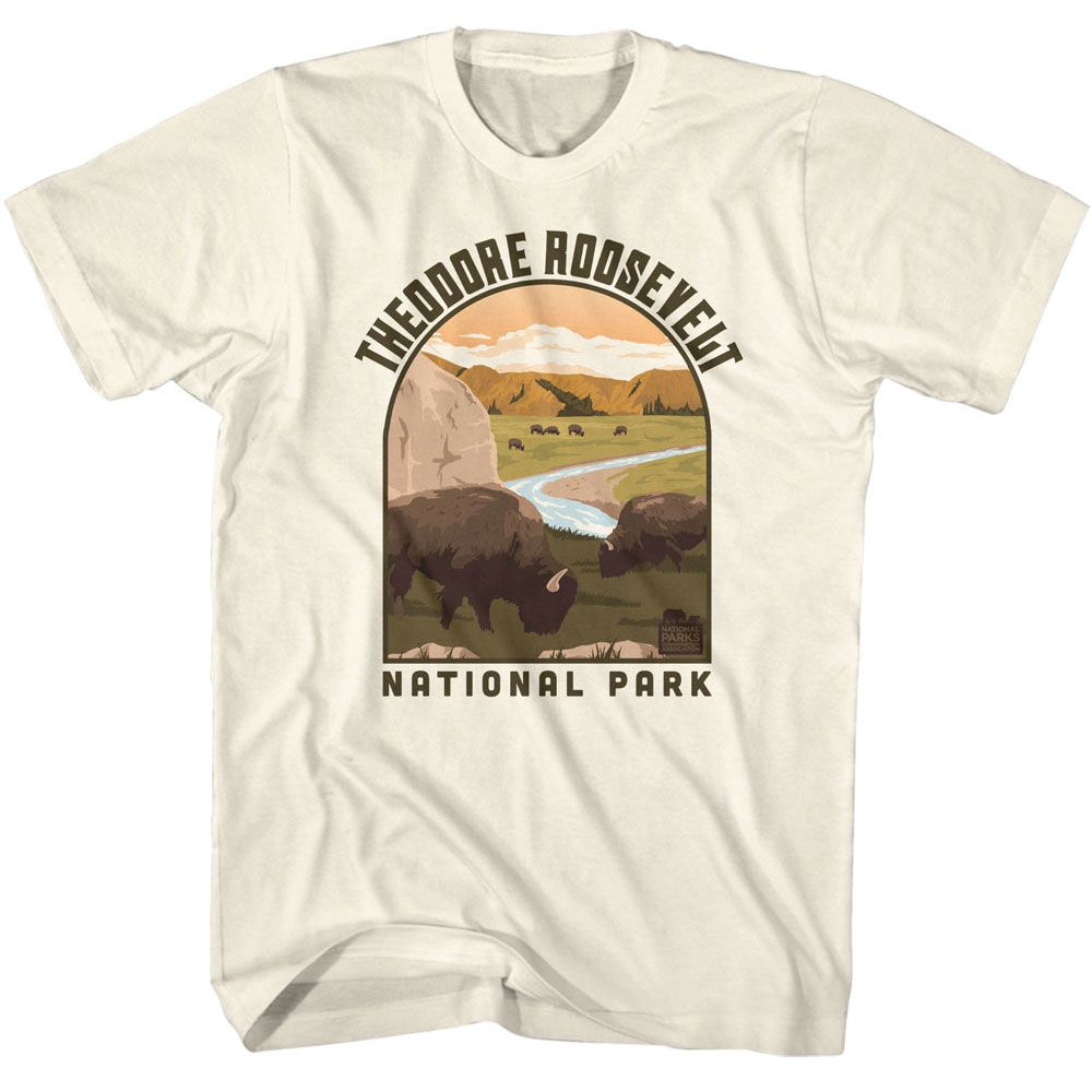 Natural National Parks t-shirt featuring a Theodore Roosevelt landscape shape design