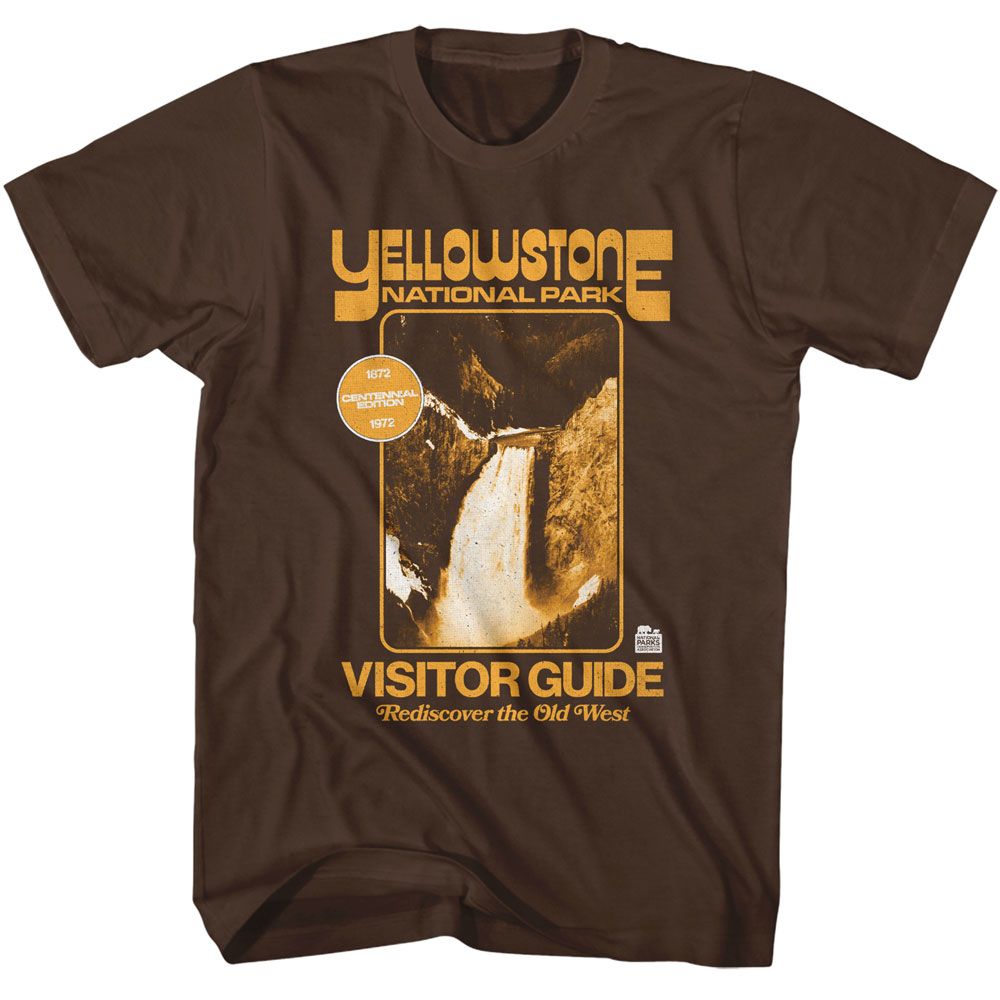 Dark Chocolate National Parks t-shirt featuring a Yellowstone 72 design