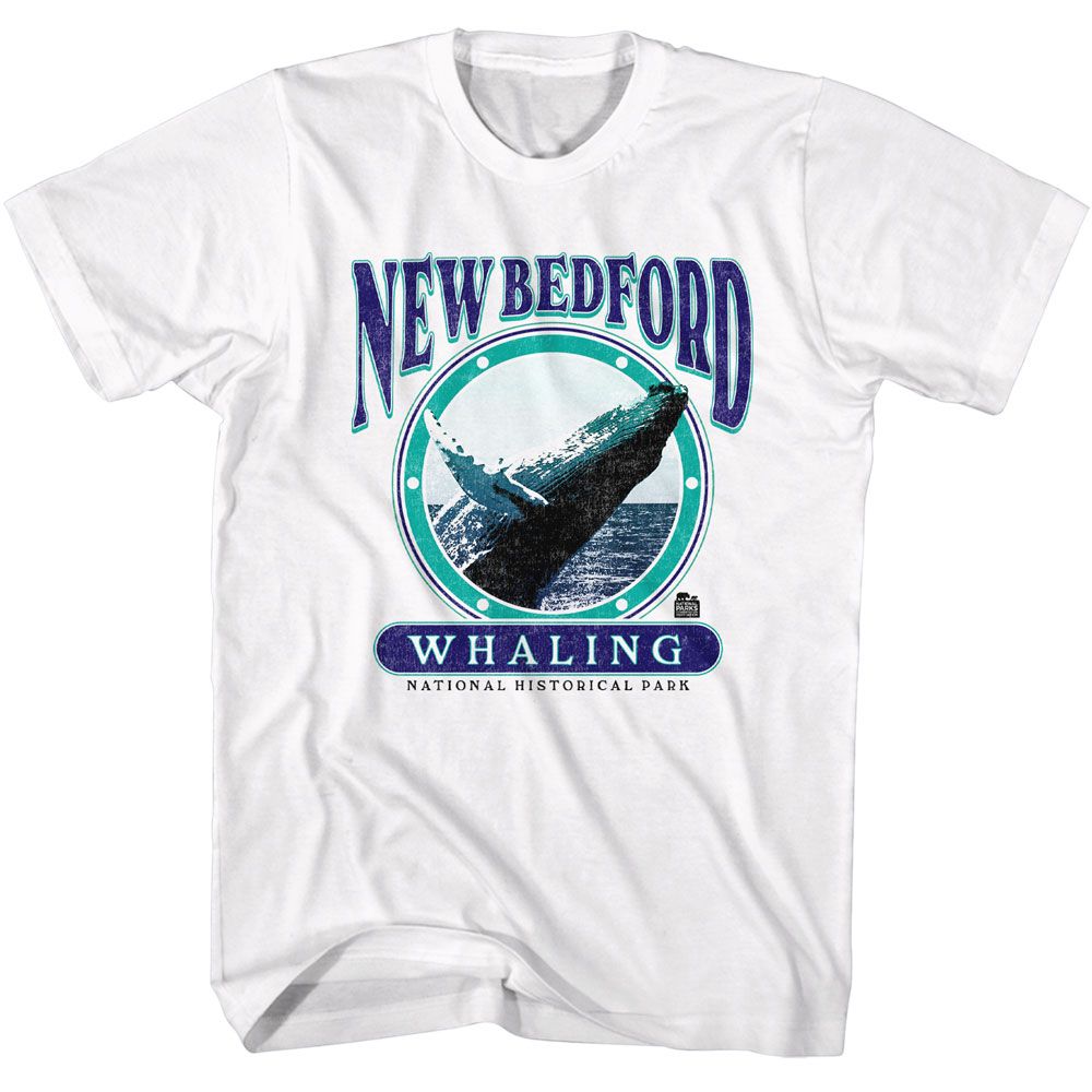 White National Parks t-shirt featuring a New Bedford Whaling 96 design