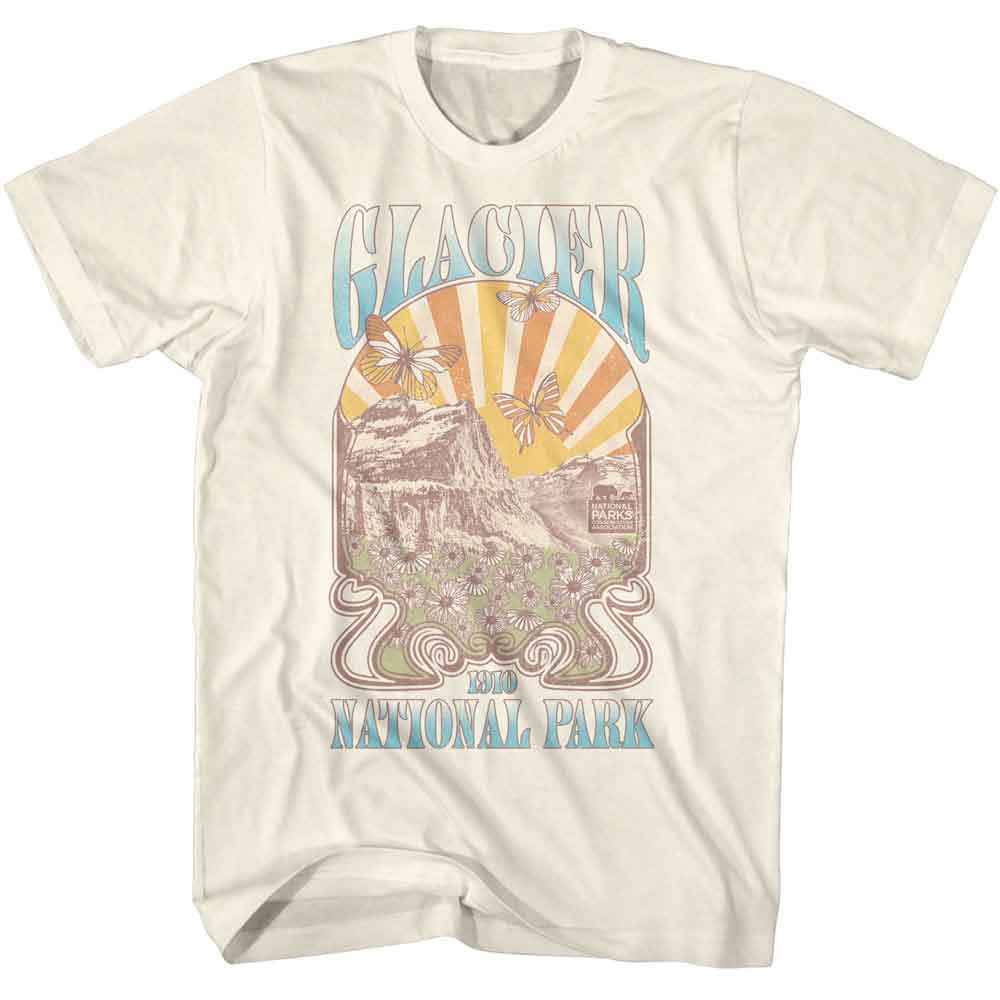 Natural National Parks t-shirt featuring a Glacier Nouveau design