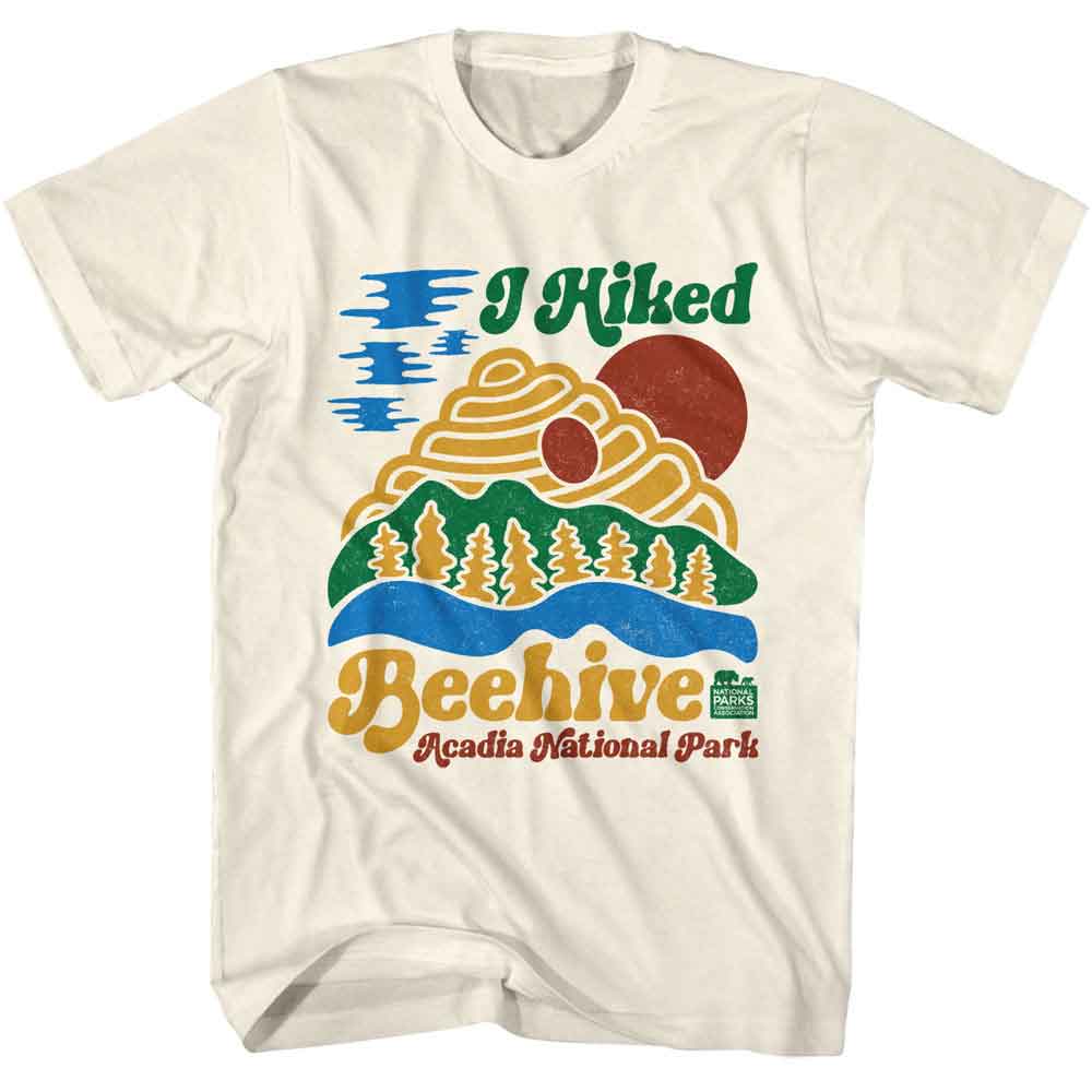 Natural National Parks t-shirt featuring a Beehive Trail Acadia design