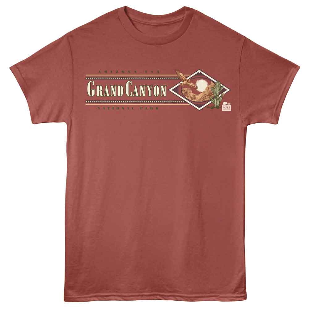 Terracotta National Parks t-shirt featuring a Grand Canyon vintage design