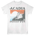 White National Parks t-shirt featuring an Acadia sunset design
